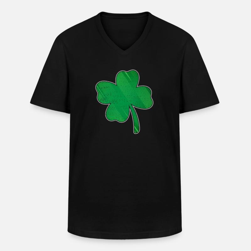 Kleeblatt - Männer-T-Shirt mit V-Ausschnitt - Schwarz