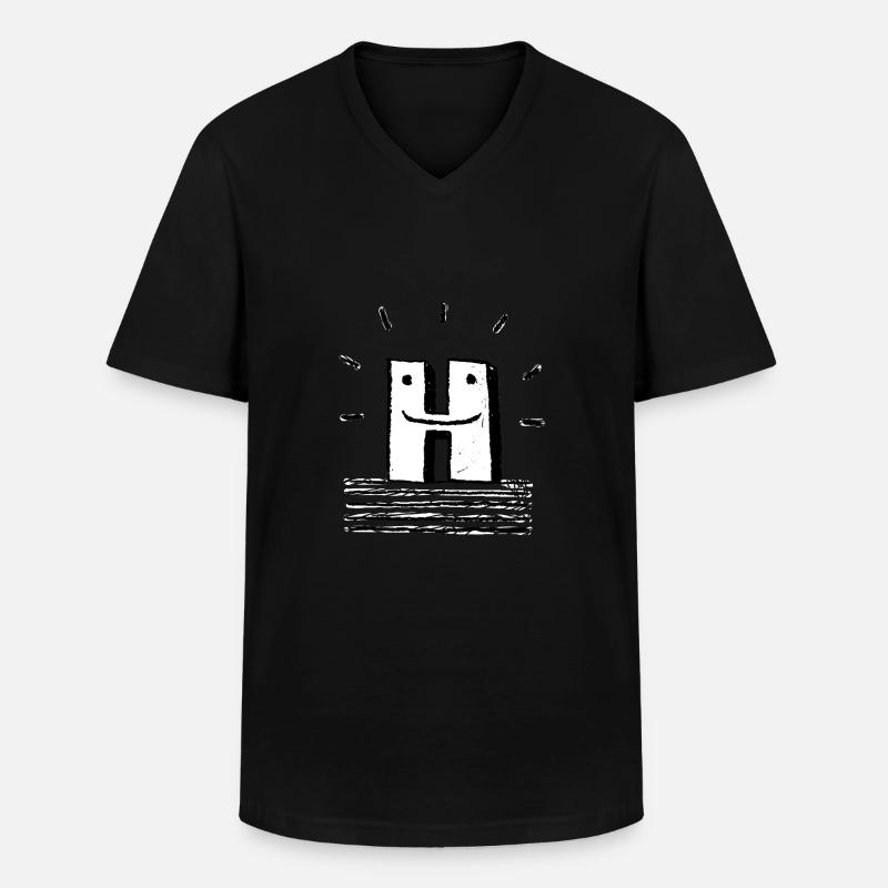 H - Männer-T-Shirt mit V-Ausschnitt - Schwarz