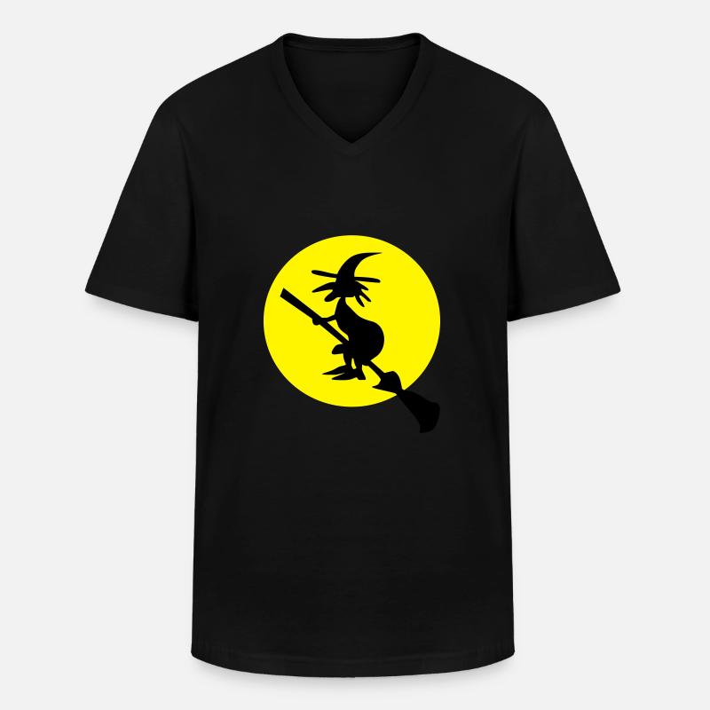 Hexe und Vollmond - Männer-T-Shirt mit V-Ausschnitt - Schwarz