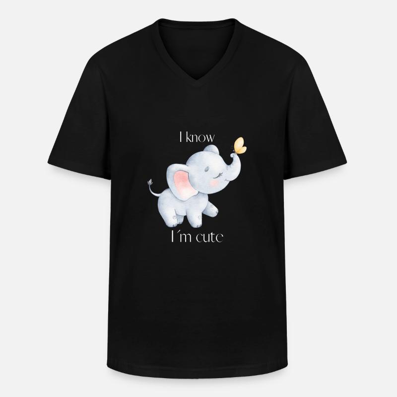 Elefant - Männer-T-Shirt mit V-Ausschnitt - Schwarz