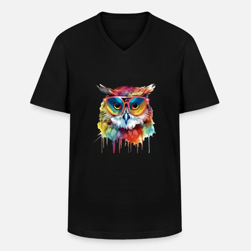 Hacko die Eule - Männer-T-Shirt mit V-Ausschnitt - Schwarz