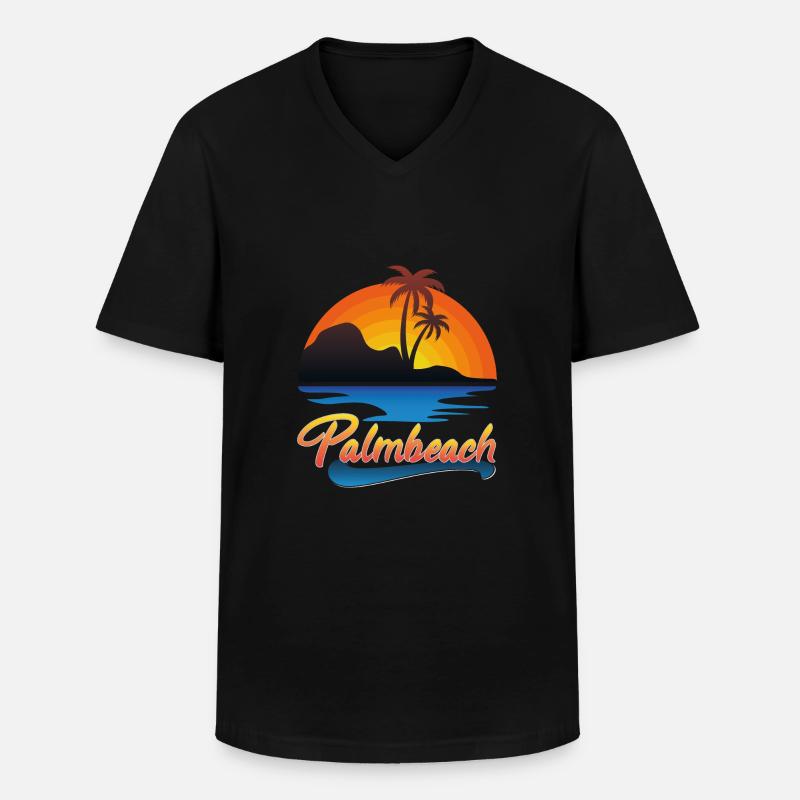 Palmbeach Sunset Design - Männer-T-Shirt mit V-Ausschnitt - Schwarz