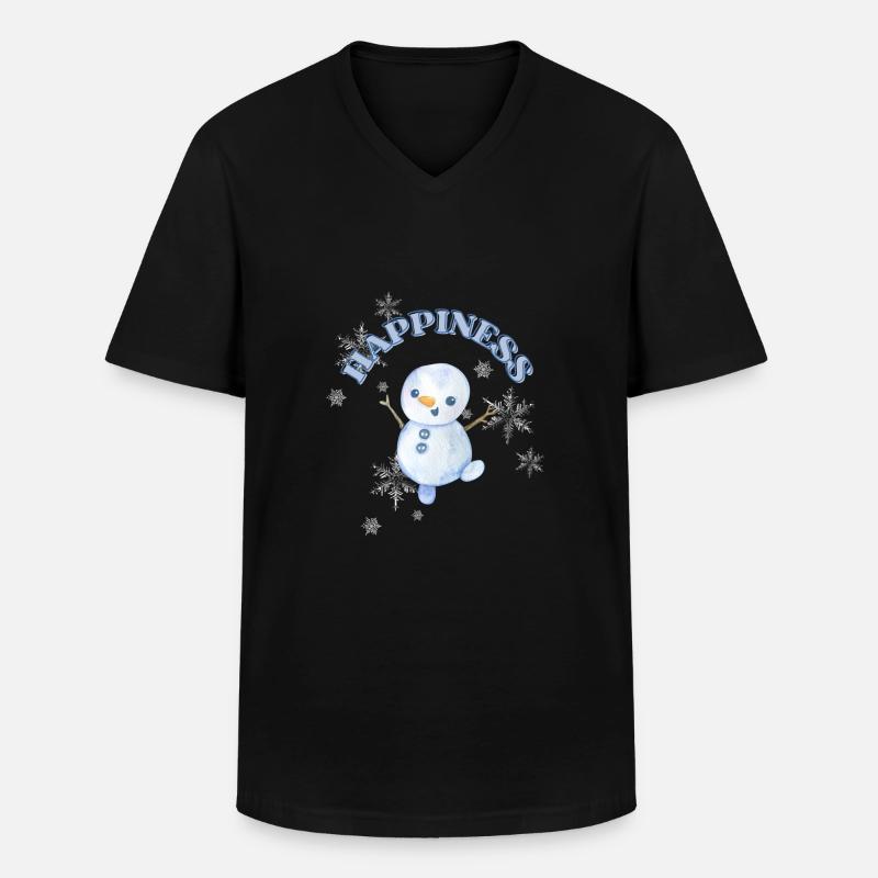 Glücklicher Schneemann - Männer-T-Shirt mit V-Ausschnitt - Schwarz