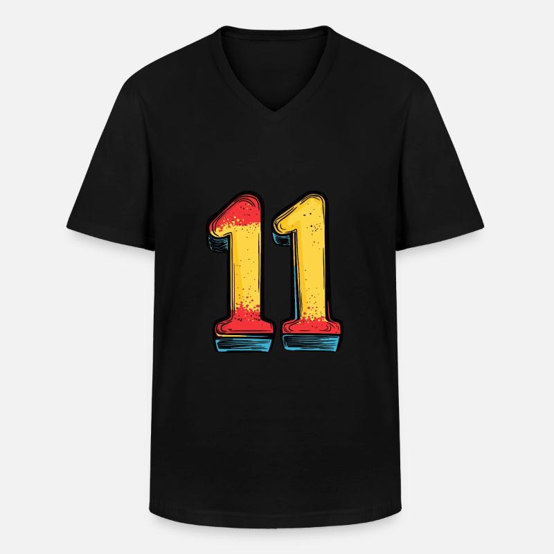 11 Zahl Comic - Männer-T-Shirt mit V-Ausschnitt - Schwarz