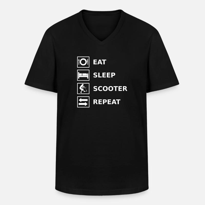 Eat Sleep Scooter Repeat - Männer-T-Shirt mit V-Ausschnitt - Schwarz