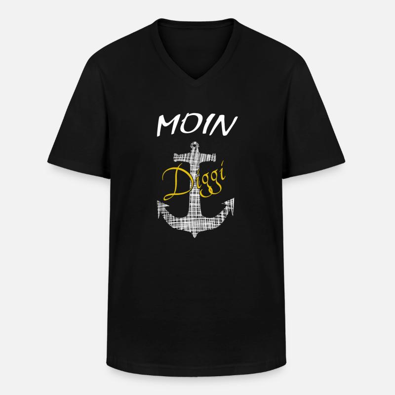 Anker Moin Diggi Hamburg - Männer-T-Shirt mit V-Ausschnitt - Schwarz