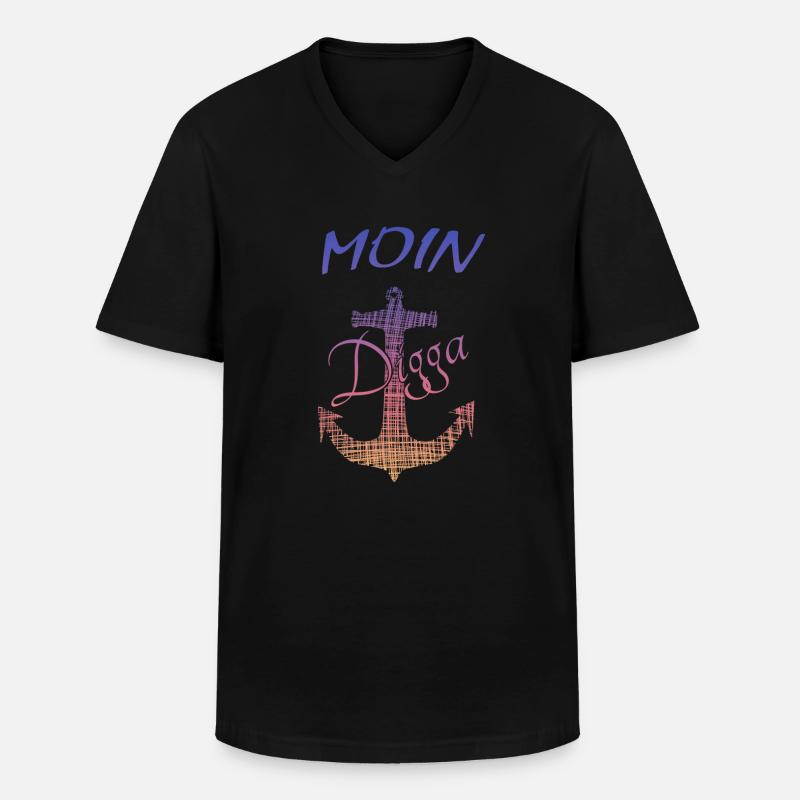 Moin Digga Hamburg - Männer-T-Shirt mit V-Ausschnitt - Schwarz
