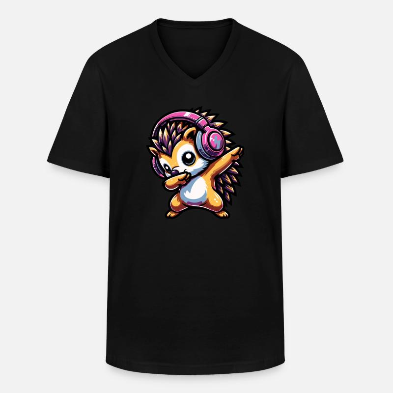 Dabbing Hedgehog - Men's V-Neck T-Shirt - black