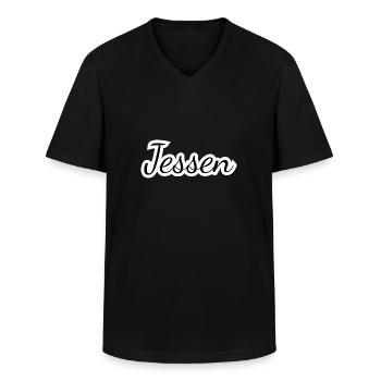Jessen - Textdesign mit Stadtnamen - Männer-T-Shirt mit V-Ausschnitt - Schwarz - Vorne - AI Model Male 178 dark (178cm)