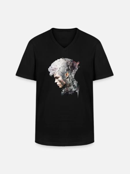 Anime No11 - Männer-T-Shirt mit V-Ausschnitt - Schwarz