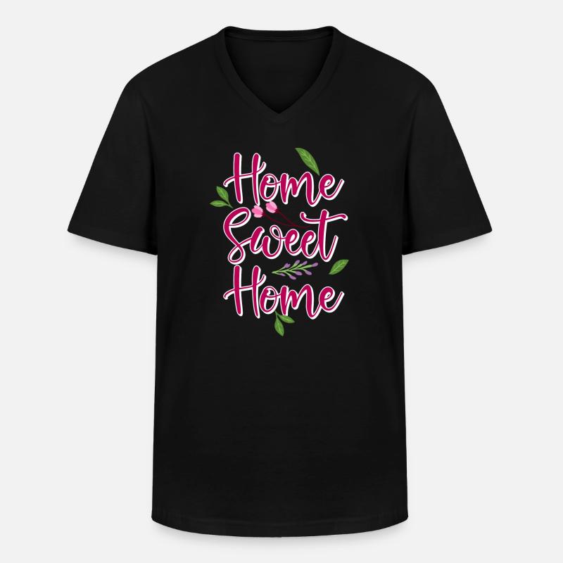 home - Männer-T-Shirt mit V-Ausschnitt - Schwarz