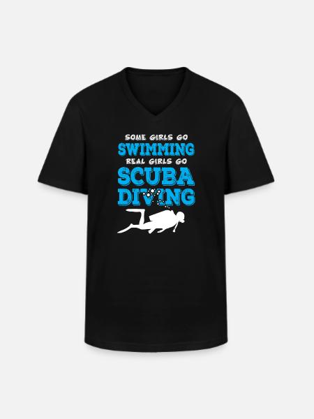 Real Girls Go Scuba Diving - Men's V-Neck T-Shirt - black