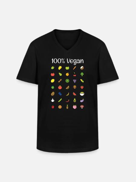 100% Vegan - Men's V-Neck T-Shirt - black