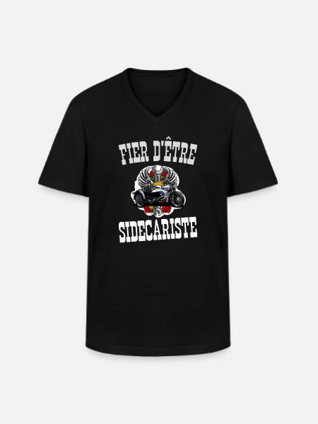 fier d'être sidecariste - T-shirt col V Homme - noir