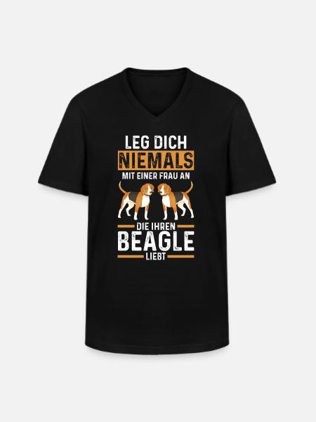 Hund Beagle - Männer-T-Shirt mit V-Ausschnitt - Schwarz