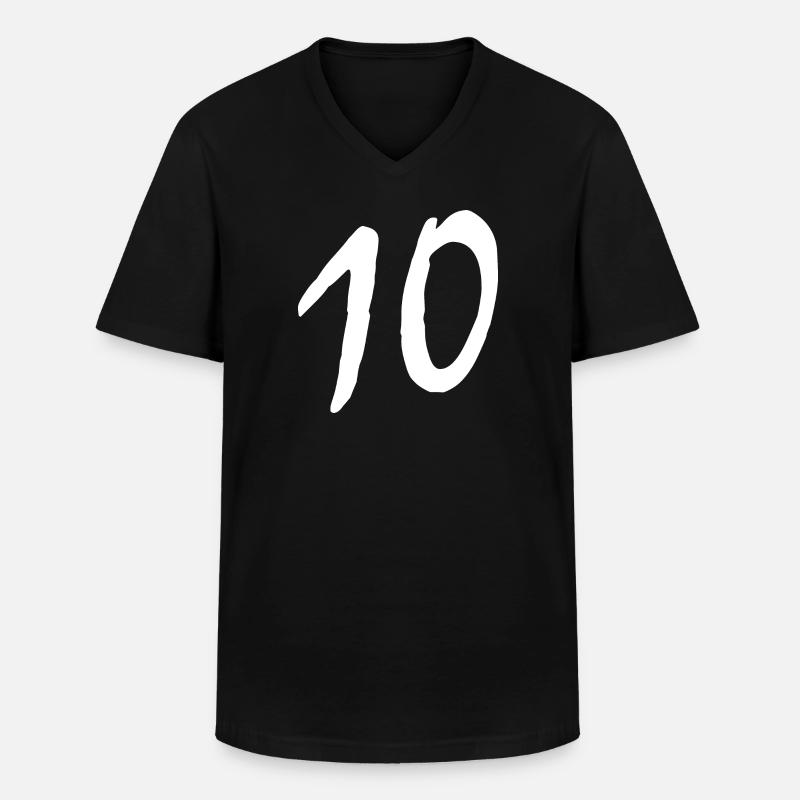 10 - Männer-T-Shirt mit V-Ausschnitt - Schwarz