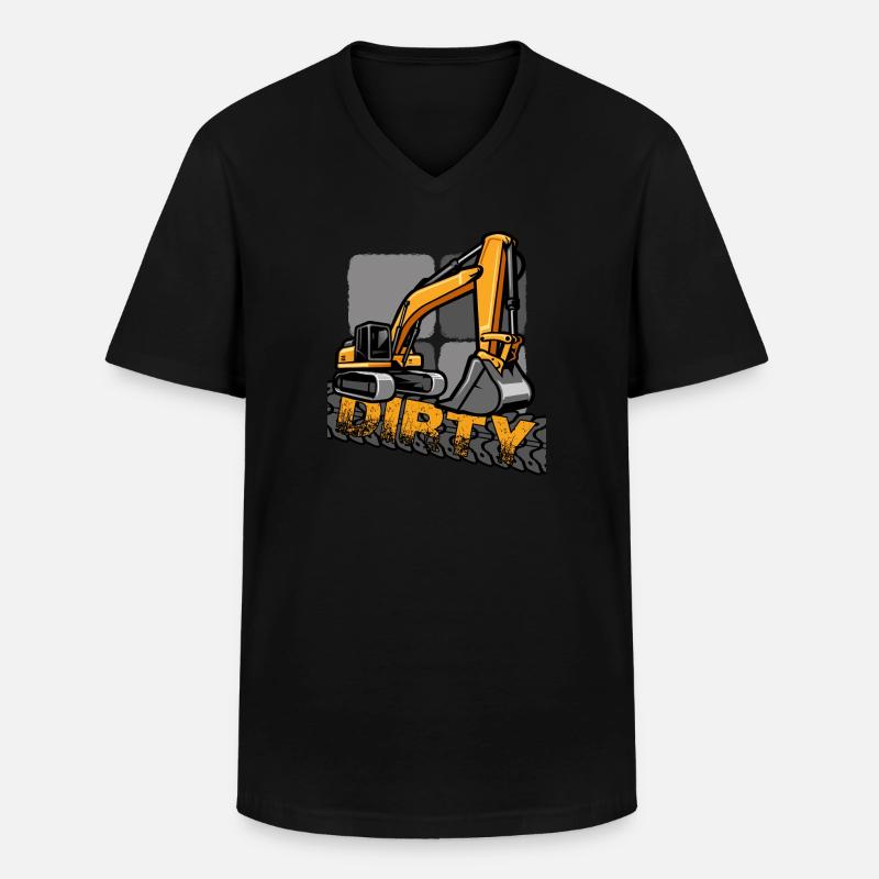 Baggerfahrer Baustelle Bagger Baufahrzeug - Männer-T-Shirt mit V-Ausschnitt - Schwarz
