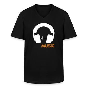 Musikwellen-Headset-Logo - Männer-T-Shirt mit V-Ausschnitt - Schwarz - Vorne - AI Model Male 178 dark (178cm)