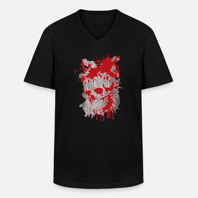 Splatter Totenkopf blutig - Männer-T-Shirt mit V-Ausschnitt - Schwarz