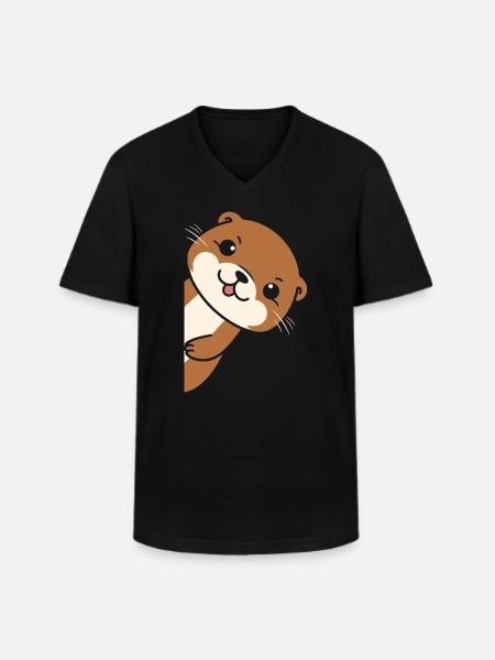 Humor Little Otter - Men's V-Neck T-Shirt - black