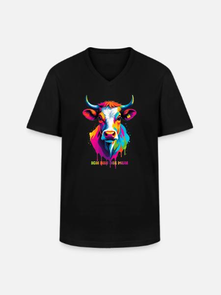 Süße bunte Kuh - Männer-T-Shirt mit V-Ausschnitt - Schwarz