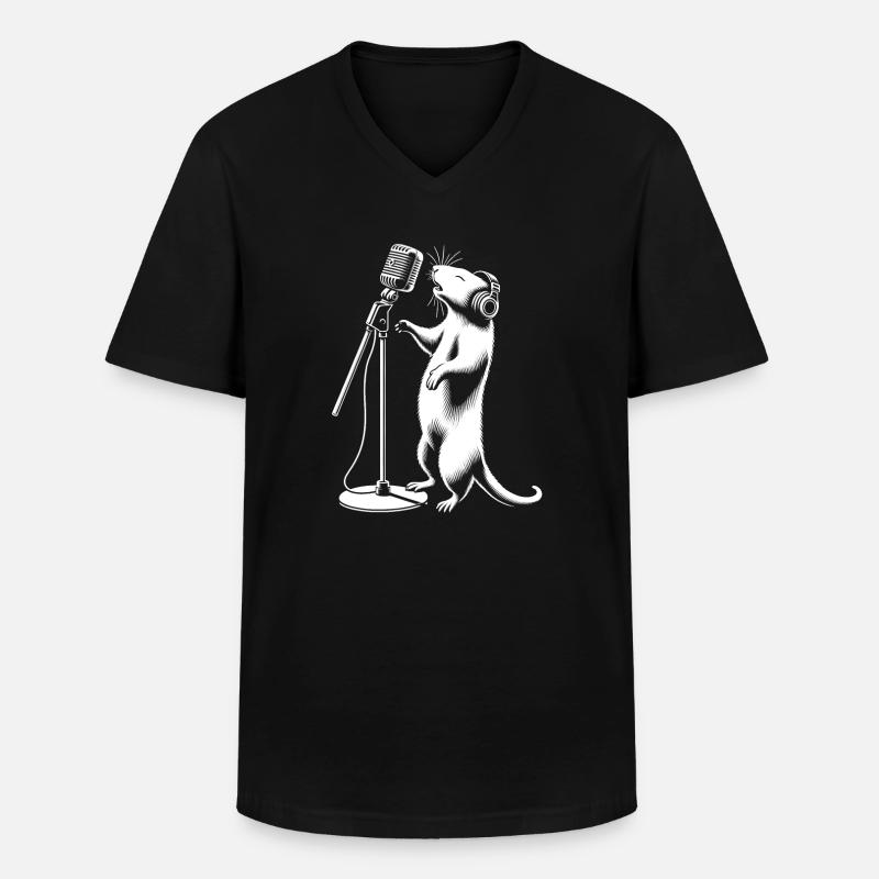 Rock ’n’ Roll Maus - Männer-T-Shirt mit V-Ausschnitt - Schwarz