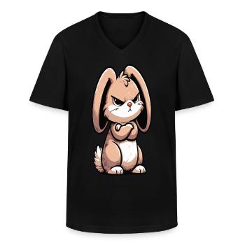 rabbit hare hares long-eared knocker buck - Men's V-Neck T-Shirt - black - Front - AI Model Male 178 dark (178cm)