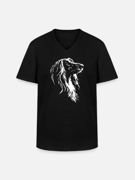 Afghan Greyhound Silhouette Dogs Wilsigns - Men's V-Neck T-Shirt - black
