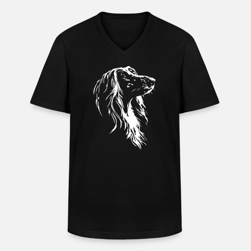Afghanischer Windhund Silhouette Hunde Wilsigns - Männer-T-Shirt mit V-Ausschnitt - Schwarz