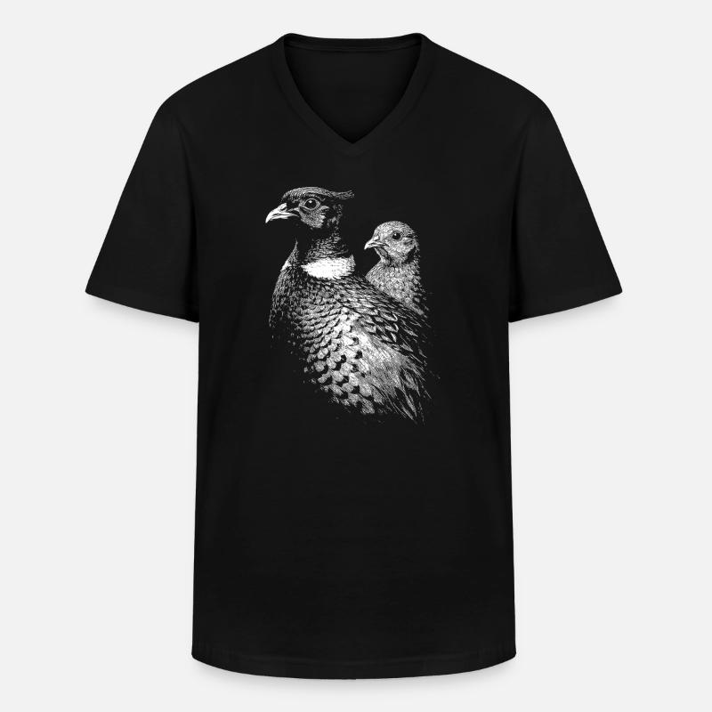 Fasan und Henne - Männer-T-Shirt mit V-Ausschnitt - Schwarz