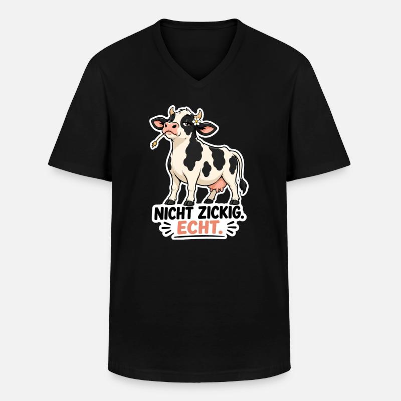 Kuh „Nicht schwierig. Echt.“ – Lustiges Statement - Männer-T-Shirt mit V-Ausschnitt - Schwarz