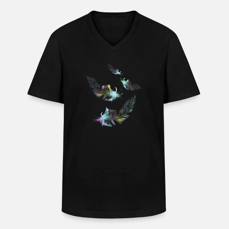 Regenbogenfedern - Männer-T-Shirt mit V-Ausschnitt - Schwarz