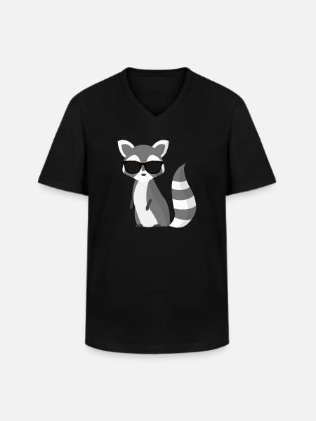 cool raccoon - Men's V-Neck T-Shirt - black