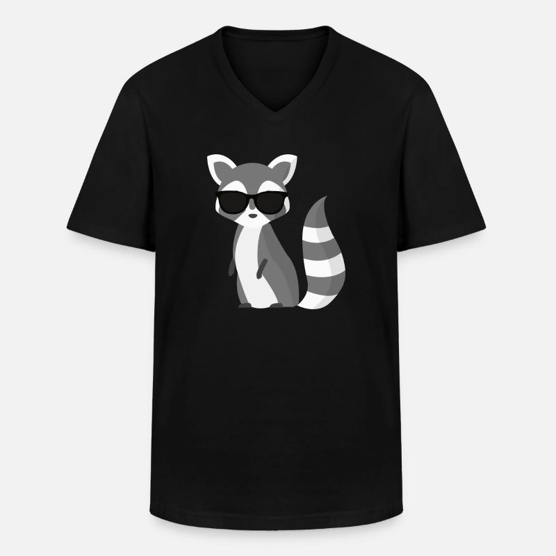 cooler Waschbär - Männer-T-Shirt mit V-Ausschnitt - Schwarz