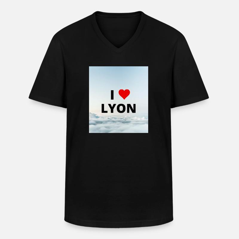 ICH LIEBE LYON - Männer-T-Shirt mit V-Ausschnitt - Schwarz