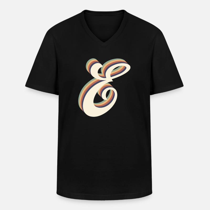 Buchstabe E - Männer-T-Shirt mit V-Ausschnitt - Schwarz