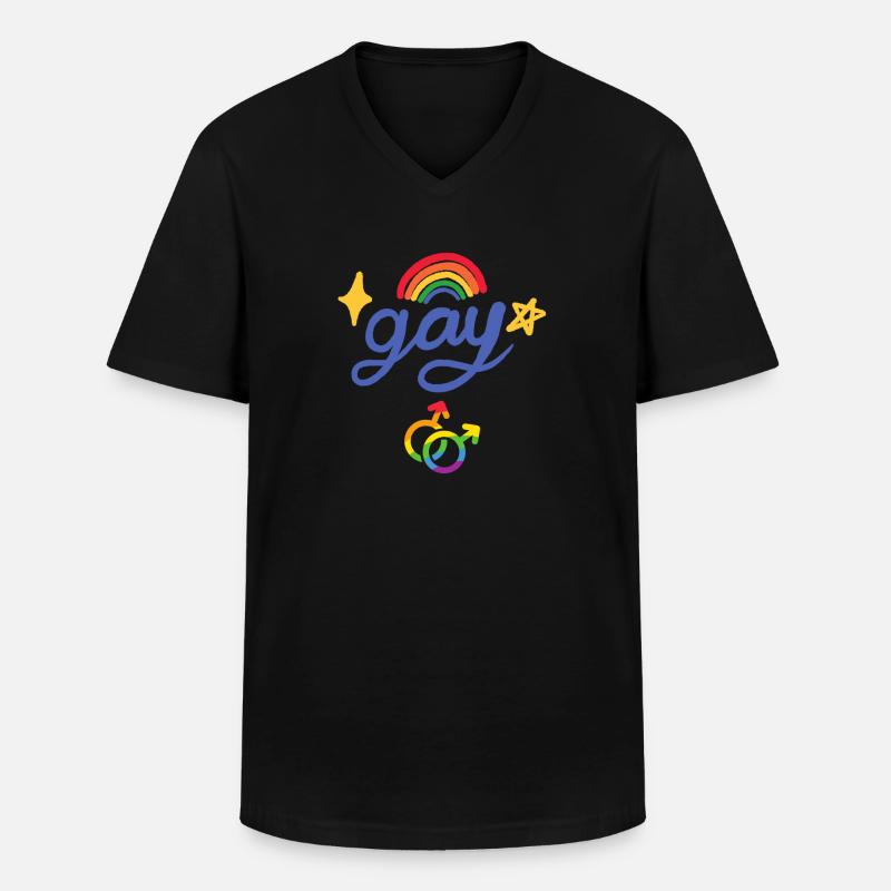 Schwuler Regenbogen - Männer-T-Shirt mit V-Ausschnitt - Schwarz