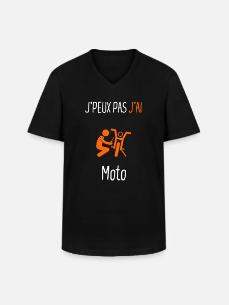 J'peux pas j'ai moto - T-shirt col V Homme - noir