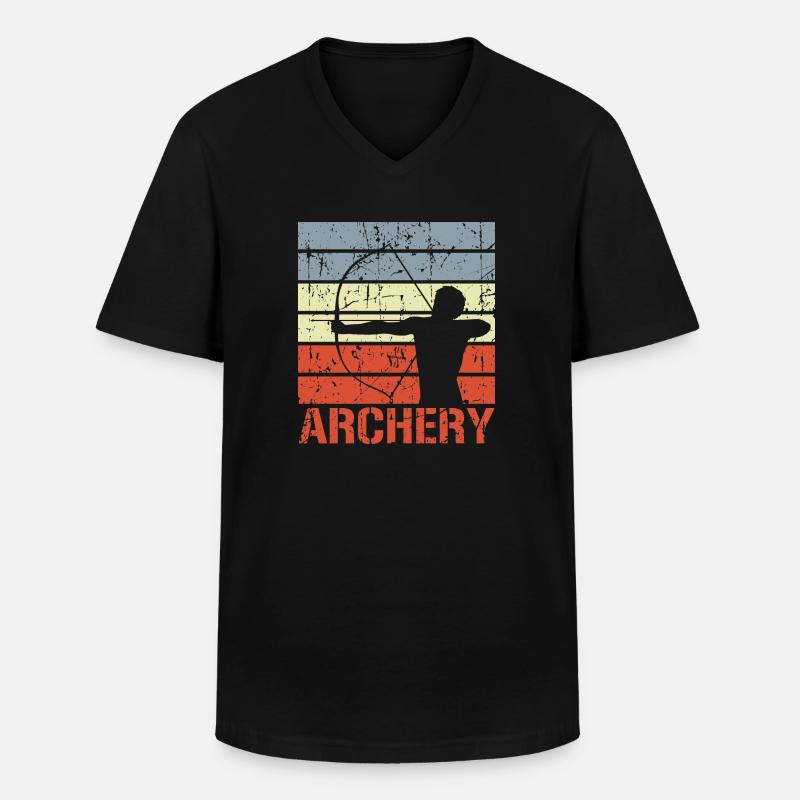 Bogenschießen Retro Look - Männer-T-Shirt mit V-Ausschnitt - Schwarz