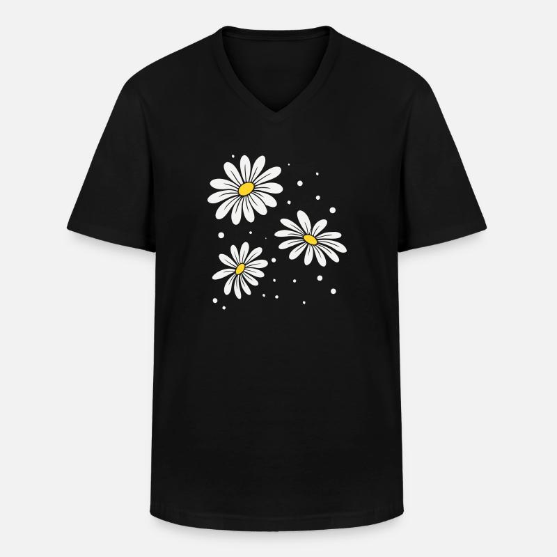 Gänseblümchen Punkte - Männer-T-Shirt mit V-Ausschnitt - Schwarz