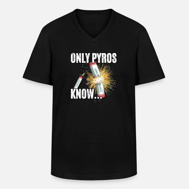 only pyros know - Männer-T-Shirt mit V-Ausschnitt - Schwarz