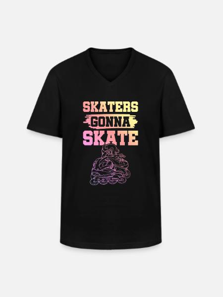skate skating - Men's V-Neck T-Shirt - black