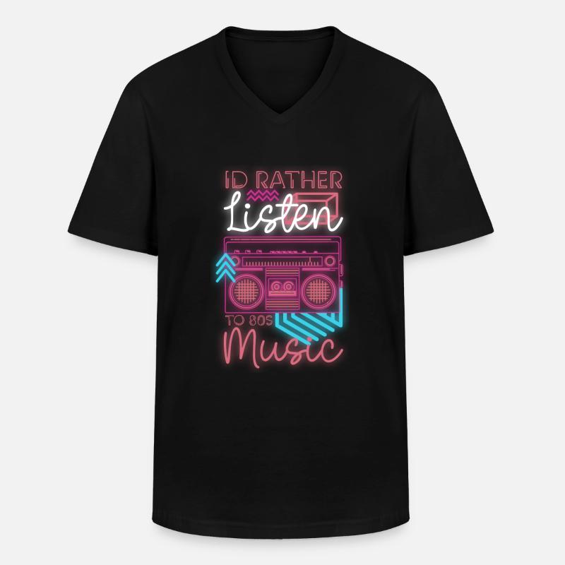 80er Disco Kostüm - Männer-T-Shirt mit V-Ausschnitt - Schwarz