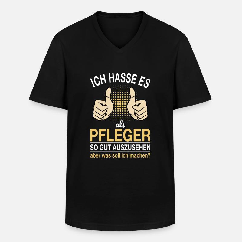 Pfleger Spruch - Männer-T-Shirt mit V-Ausschnitt - Schwarz