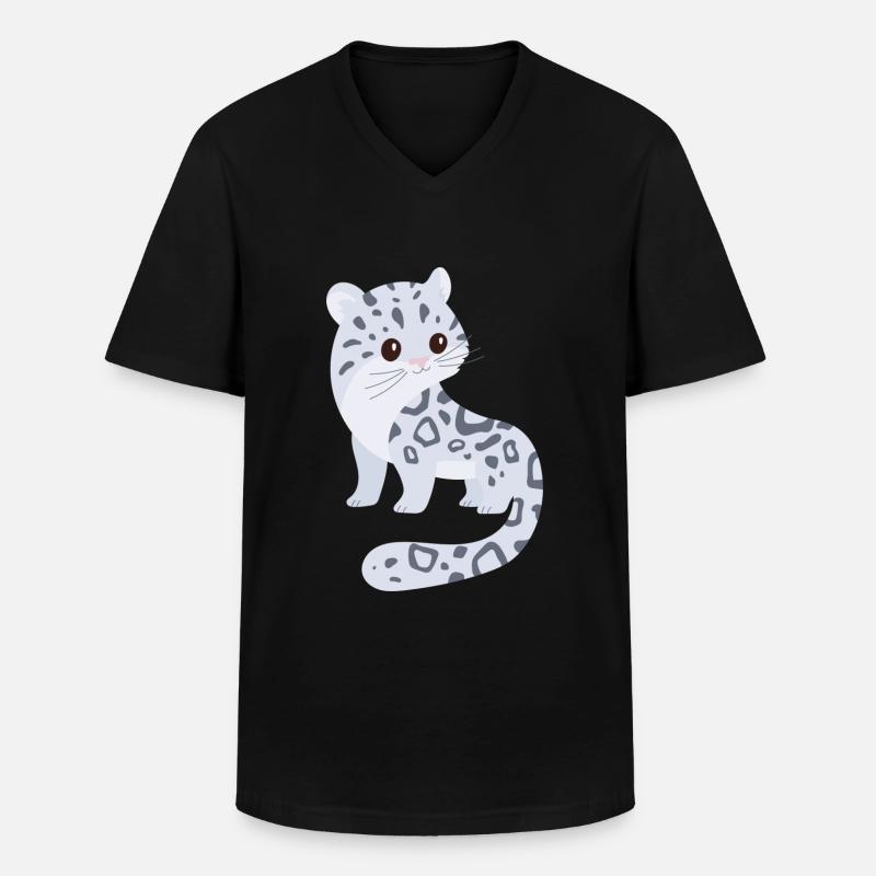 Schnee Leopard - Männer-T-Shirt mit V-Ausschnitt - Schwarz
