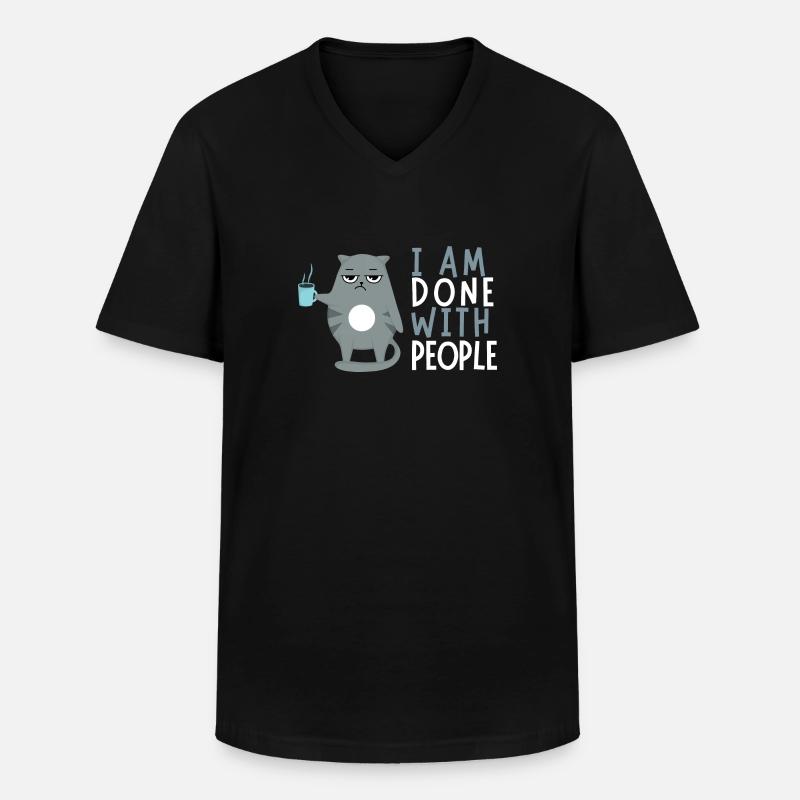Ho finito con le persone - Maglietta da uomo classica con scollo a V - nero