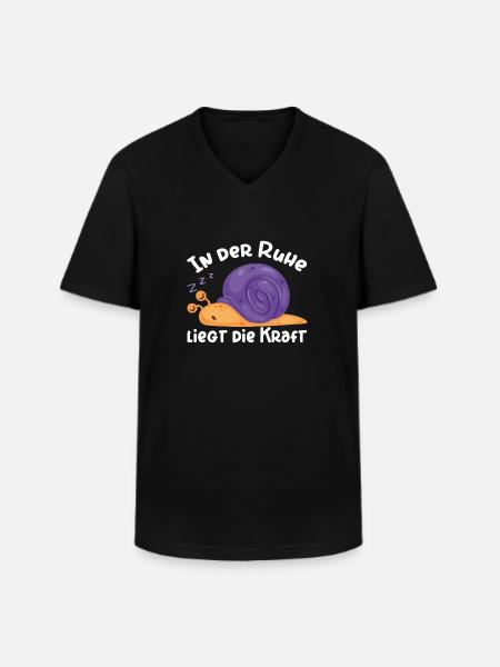 Schlafende Schnecke - Männer-T-Shirt mit V-Ausschnitt - Schwarz