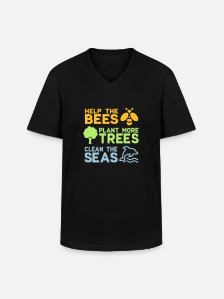 Hjälp bin att plantera fler träd | Skogsträdnatur - T-shirt med V-ringning herr - svart