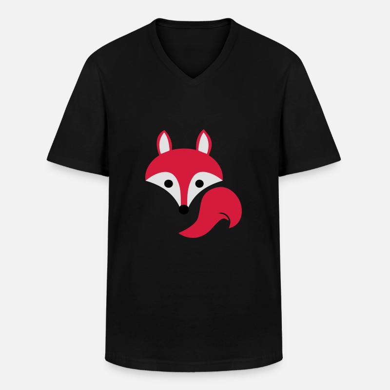 Fuchs - Männer-T-Shirt mit V-Ausschnitt - Schwarz