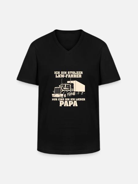 LKW PAPA - Männer-T-Shirt mit V-Ausschnitt - Schwarz